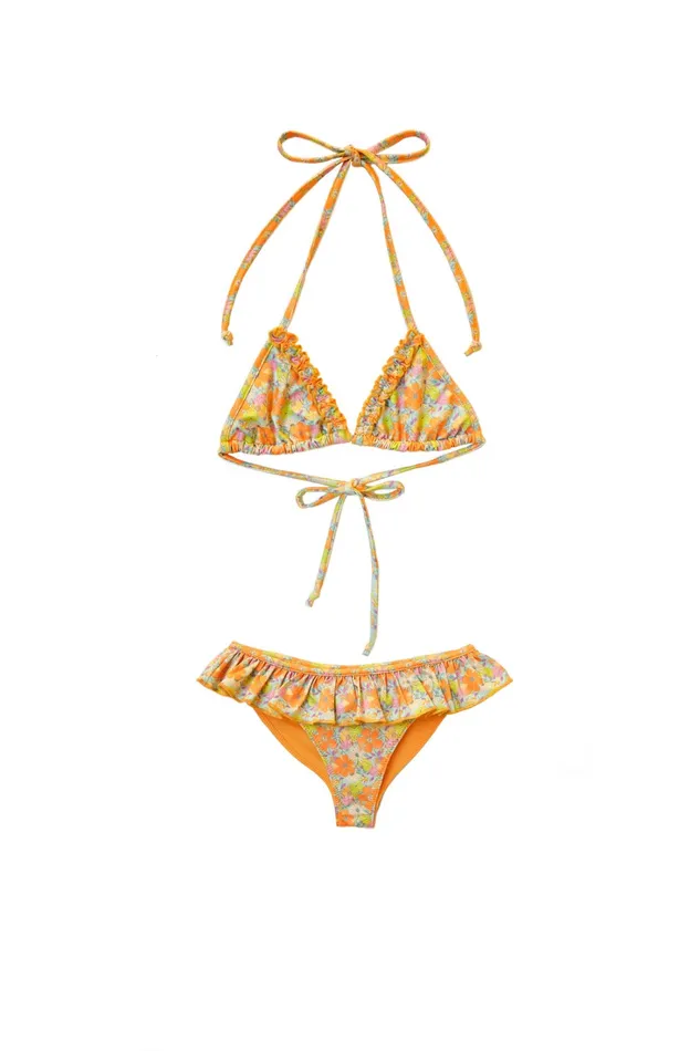 LoveShackFancy Swim Kids Mini Harbor Bikini TANGERINE SKY