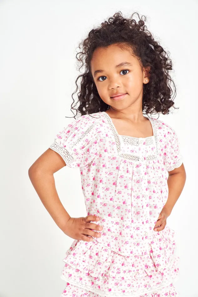 LoveShackFancy Tops Kids Girls Nurelle Top POPPY PINK
