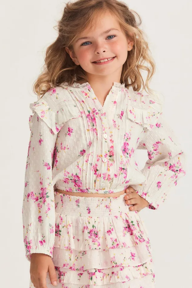 LoveShackFancy Tops Kids Girls Oda Top MAGENTA LIGHT