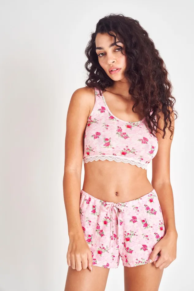 LoveShackFancy Underwear Womens Pink Ivy Bralette And Short Set PINK IVY