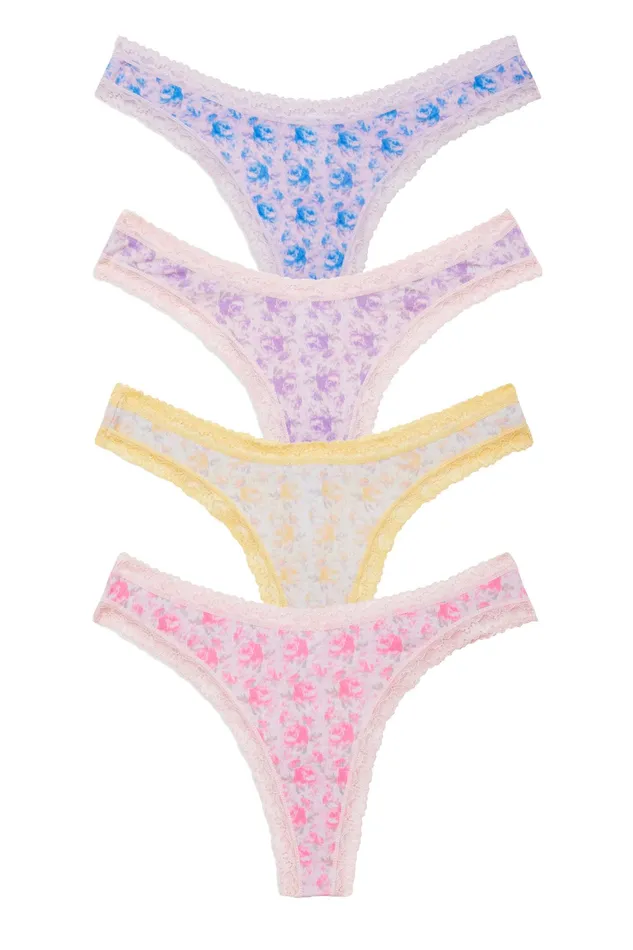 LoveShackFancy Underwear Womens Sparkling Sun 4 Pack Thong Box SPARKLING SUN