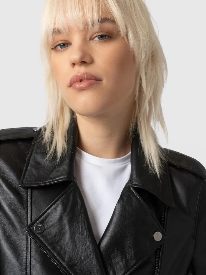 Luther Leather Jacket 8211 Black Black Women Saint And Sofia Coats and Jackets