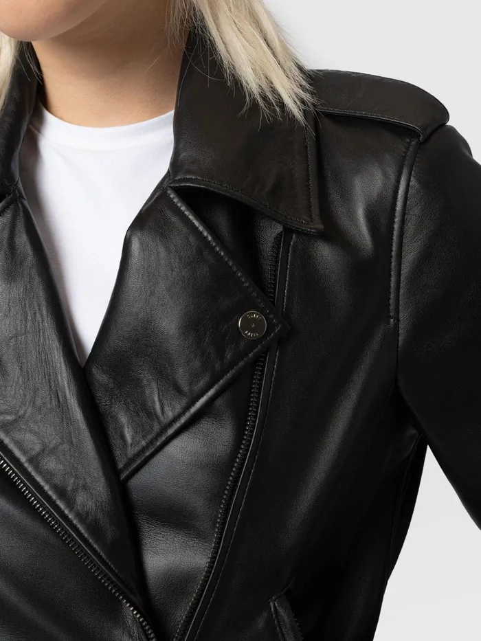 Luther Leather Jacket 8211 Black Black Women Saint And Sofia Coats and Jackets