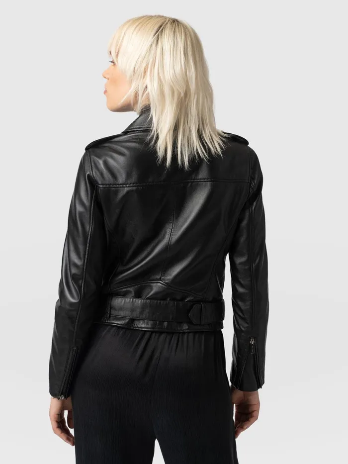 Luther Leather Jacket 8211 Black Black Women Saint And Sofia Coats and Jackets