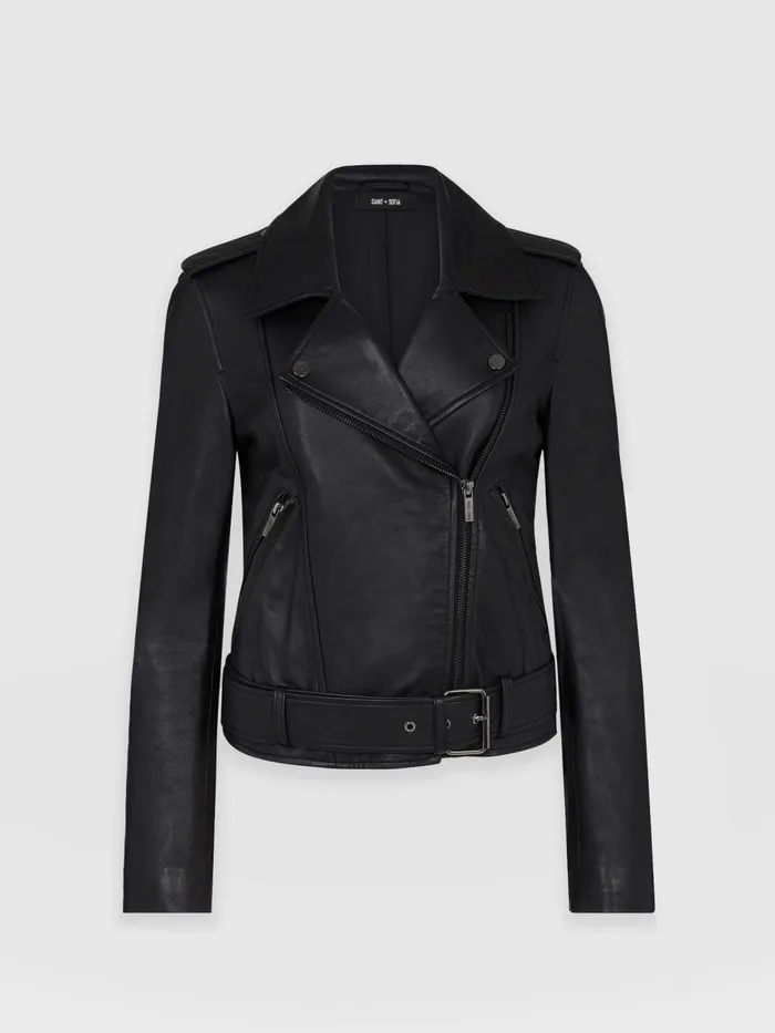 Luther Leather Jacket 8211 Black Black Women Saint And Sofia Coats and Jackets