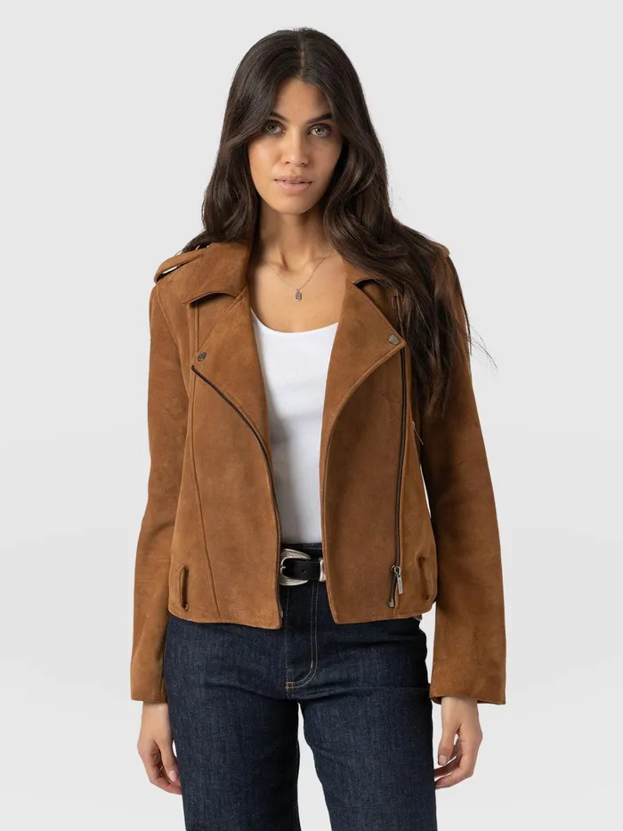 Luther Suede Jacket 8211 Camel Camel Women Saint And Sofia Coats and Jackets