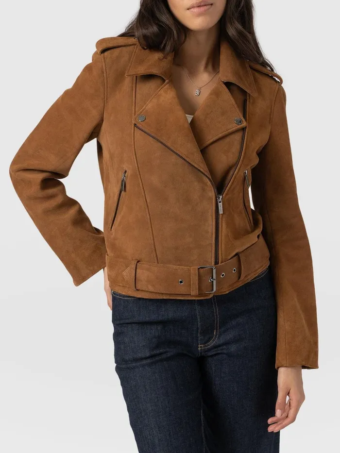 Luther Suede Jacket 8211 Camel Camel Women Saint And Sofia Coats and Jackets