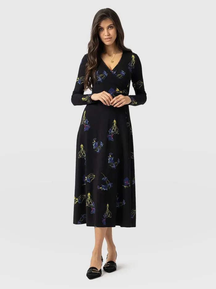 Maggie Wrap Midi Dress 8211 Blue Lily Gardens Blue Lily Gardens Women Saint And Sofia Dresses