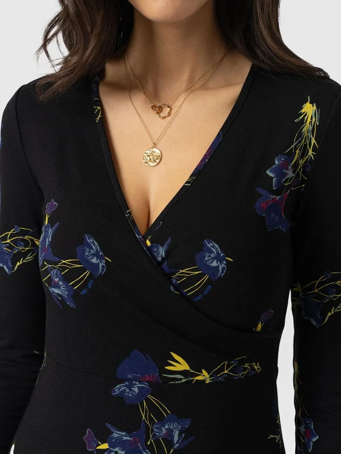 Maggie Wrap Midi Dress 8211 Blue Lily Gardens Blue Lily Gardens Women Saint And Sofia Dresses