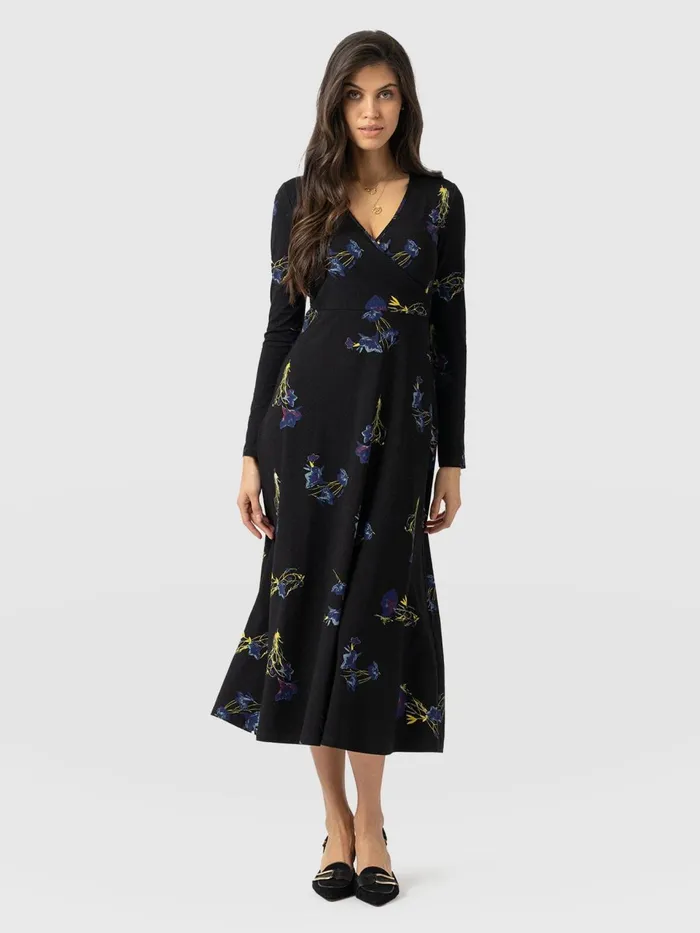 Maggie Wrap Midi Dress 8211 Blue Lily Gardens Blue Lily Gardens Women Saint And Sofia Dresses