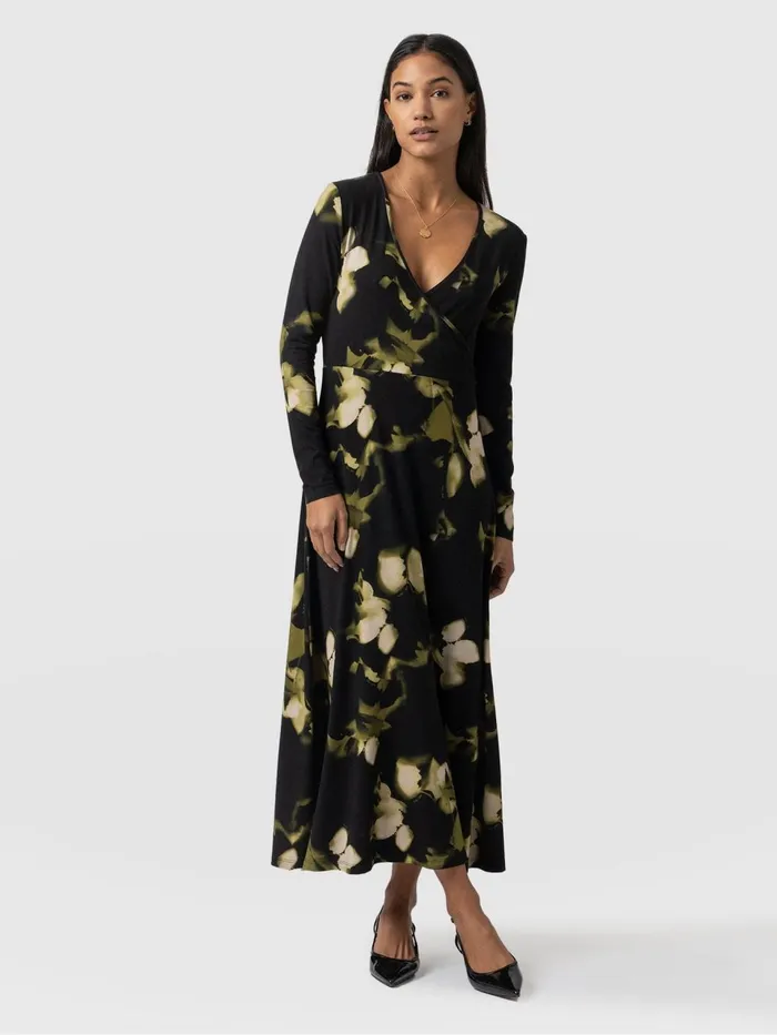 Maggie Wrap Midi Dress 8211 Green Aurora Green Aurora Women Saint And Sofia Dresses