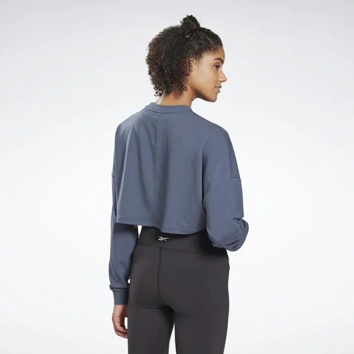Maternity Womens Reebok Studio Maternity Cropped Long Sleeve Top Smoky Indigo
