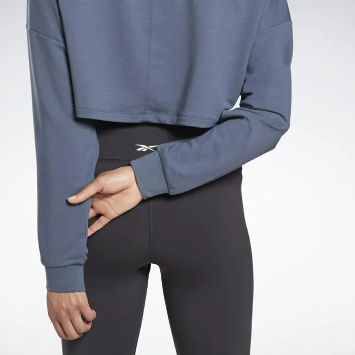 Maternity Womens Reebok Studio Maternity Cropped Long Sleeve Top Smoky Indigo