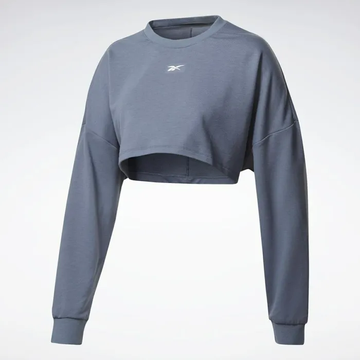 Maternity Womens Reebok Studio Maternity Cropped Long Sleeve Top Smoky Indigo