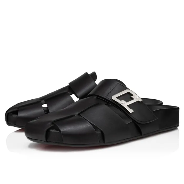 Men Abubizz Mules 8211 Calf Leather 8211 Black Black Christian Louboutin Sandals and Espadrilles Men Abubizz Mules 8211 Calf Leather 8211 Black Black Christian Louboutin Sandals and Espadrilles
