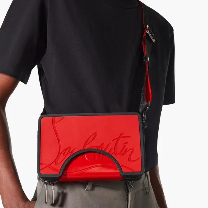 Men Adolon Boxy Messenger Bag 8211 Calf Leather And Rubber 8211 Black Black Christian Louboutin Crossbody Bags