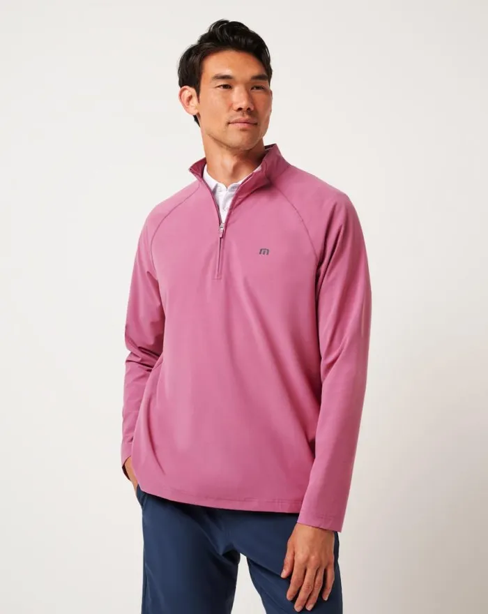 Men AIR TRAM QUARTER ZIP Rose Wine TravisMathew Quarter Zips