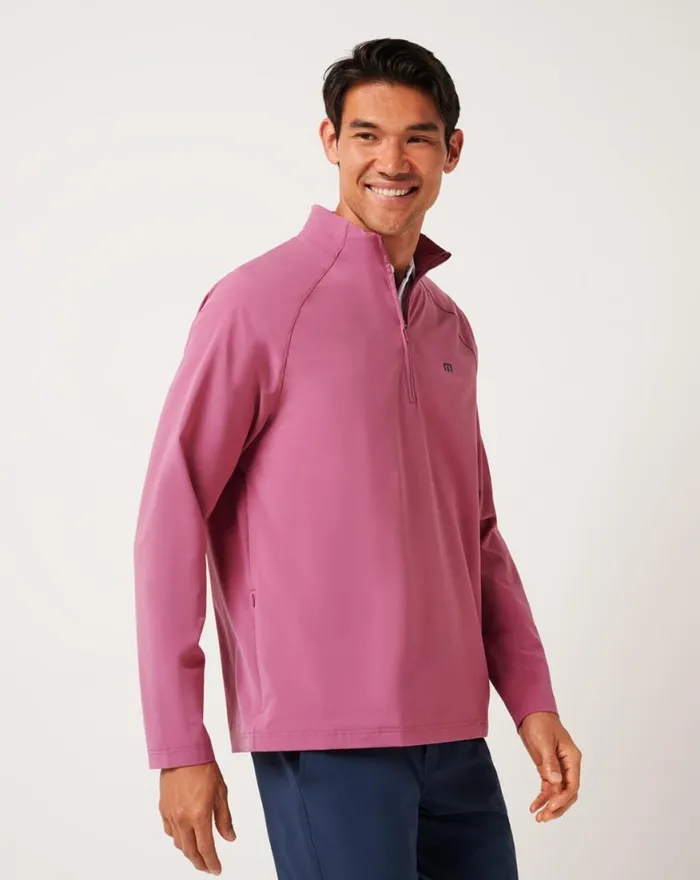 Men AIR TRAM QUARTER ZIP Rose Wine TravisMathew Quarter Zips