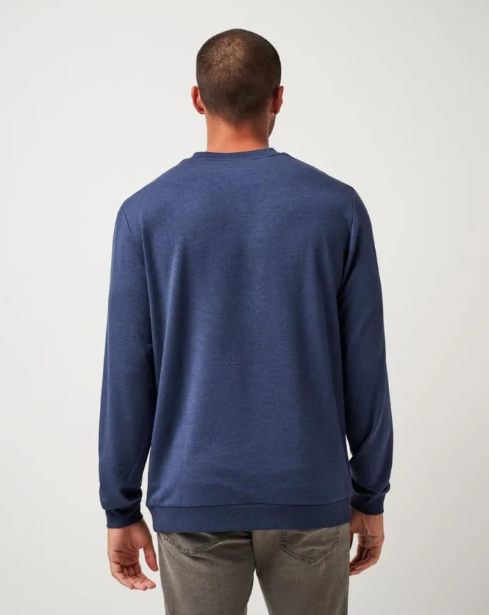 Men AMENITIES VNECK CREW Heather Blue Nights TravisMathew Hoodies and Sweatshirts