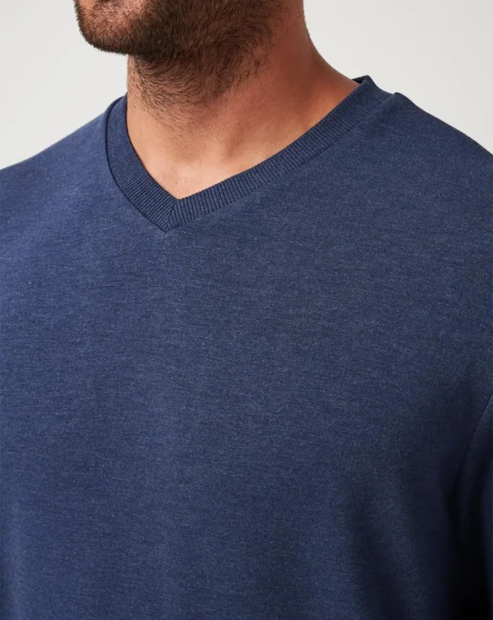 Men AMENITIES VNECK CREW Heather Blue Nights TravisMathew Hoodies and Sweatshirts