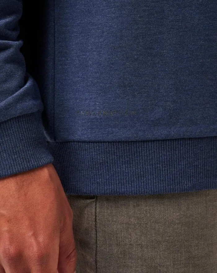 Men AMENITIES VNECK CREW Heather Blue Nights TravisMathew Hoodies and Sweatshirts