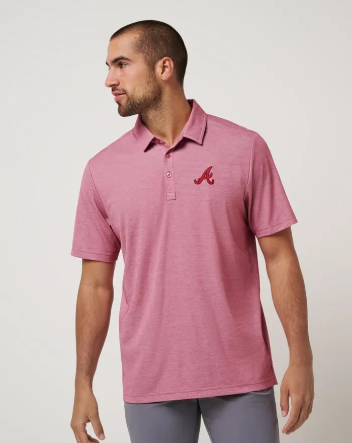 Men ATLANTA BRAVES PLAYOFF PITCH POLO Heather Red TravisMathew Polos