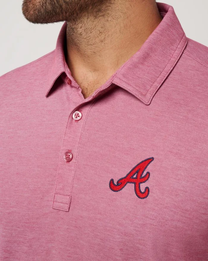 Men ATLANTA BRAVES PLAYOFF PITCH POLO Heather Red TravisMathew Polos