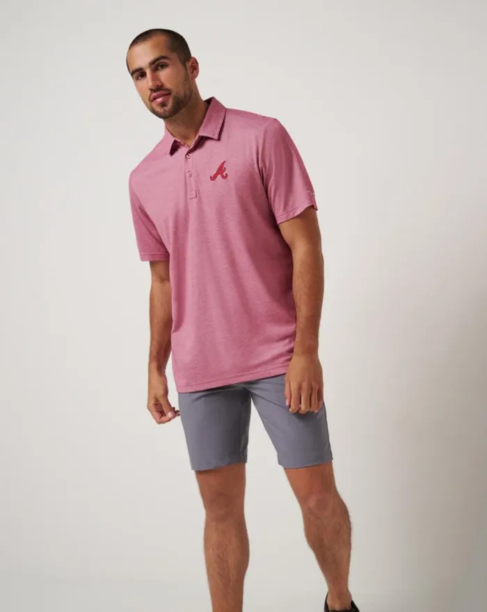 Men ATLANTA BRAVES PLAYOFF PITCH POLO Heather Red TravisMathew Polos