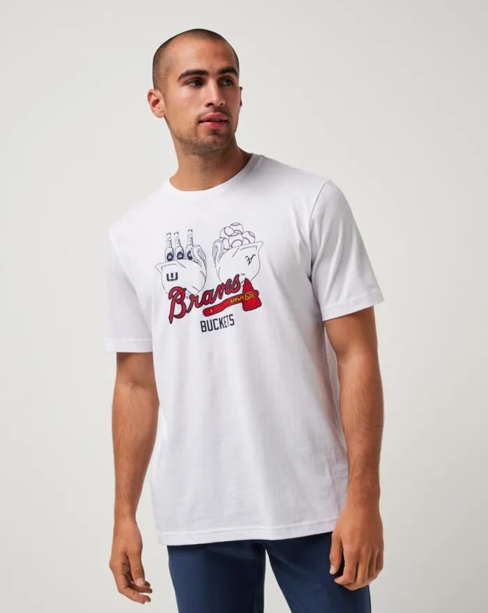 Men ATLANTA BRAVES STRIKE ONE TEE White TravisMathew Tees
