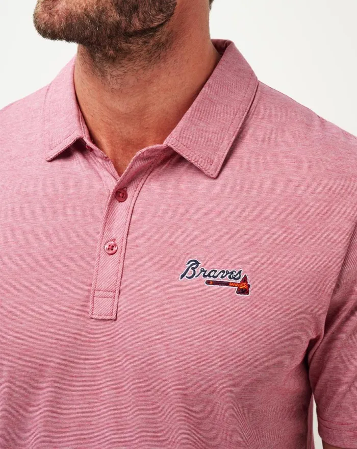Men ATLANTA BRAVES THE ZINNA POLO Heather Cardinal TravisMathew Polos