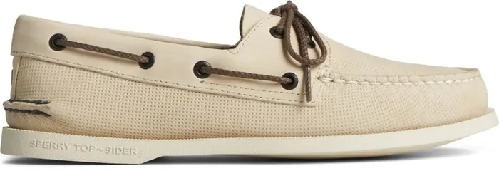 Men Authentic Original Deboss Leather Boat Shoe Cream Sperry Boat Shoes