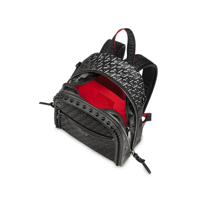 Men Backparis Small Backpack 8211 Coated Canva Techno CL And Rubber 8211 Black Black Christian Louboutin Backpacks