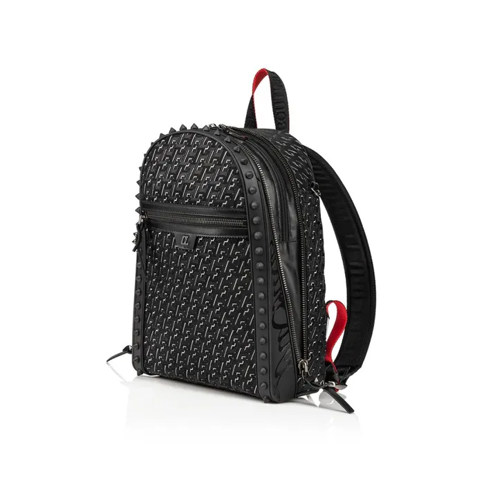 Men Backparis Small Backpack 8211 Coated Canva Techno CL And Rubber 8211 Black Black Christian Louboutin Backpacks