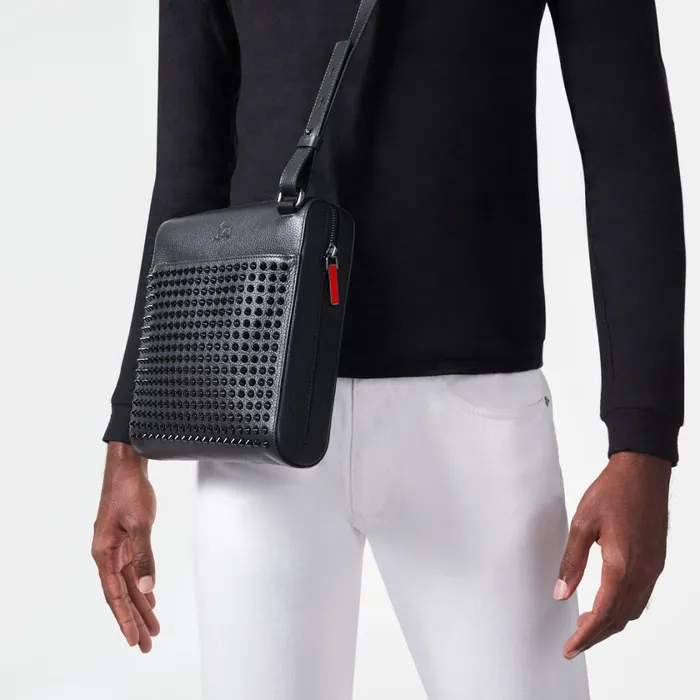 Men Benech Reporter Medium Reporter Bag 8211 Calf Leather And Spikes 8211 Black Black Christian Louboutin Crossbody Bags