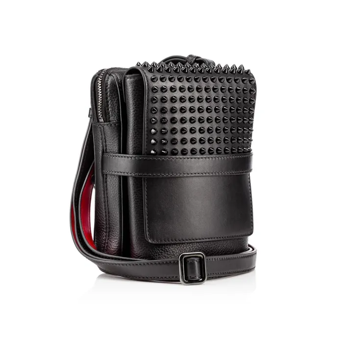 Men Benech Reporter Reporter Bag 8211 Calf Leather And Spikes 8211 Black Black Christian Louboutin Crossbody Bags