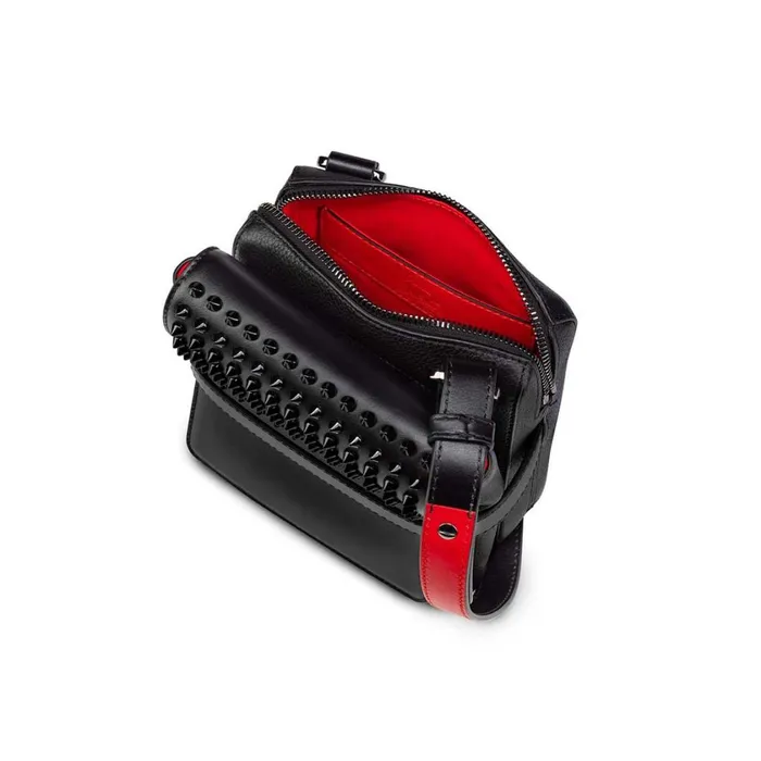 Men Benech Reporter Reporter Bag 8211 Calf Leather And Spikes 8211 Black Black Christian Louboutin Crossbody Bags