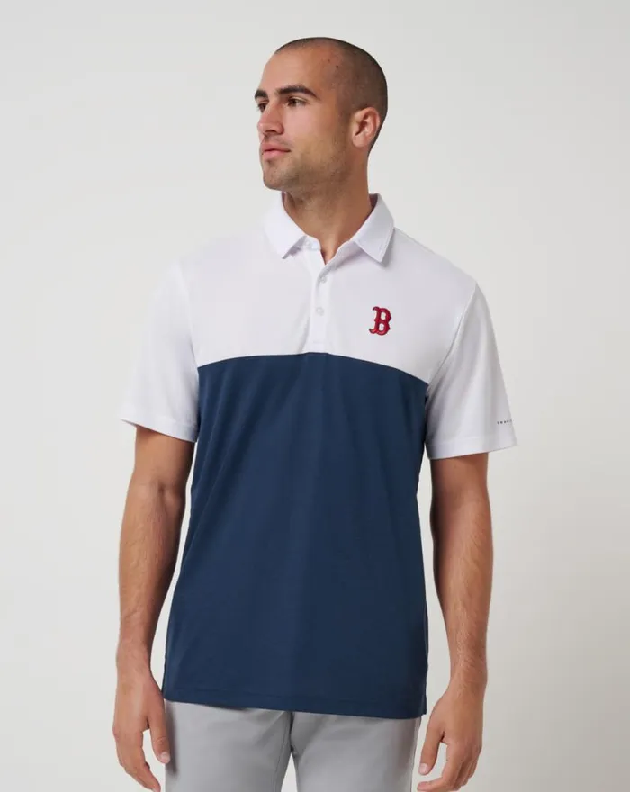 Men BOSTON RED SOX HOME RUN LEADER POLO Whitenavy TravisMathew Polos