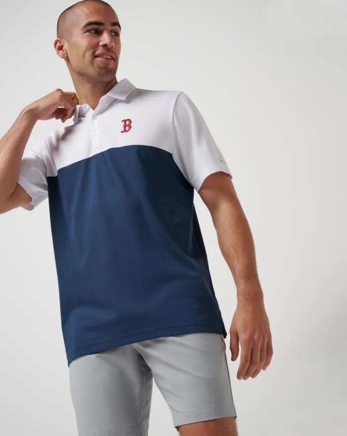 Men BOSTON RED SOX HOME RUN LEADER POLO Whitenavy TravisMathew Polos