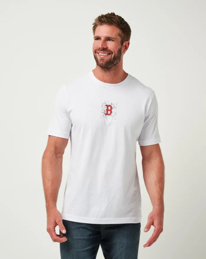 Men BOSTON RED SOX IN THE DUGOUT TEE White TravisMathew Tees