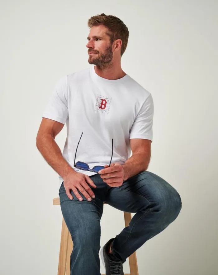 Men BOSTON RED SOX IN THE DUGOUT TEE White TravisMathew Tees