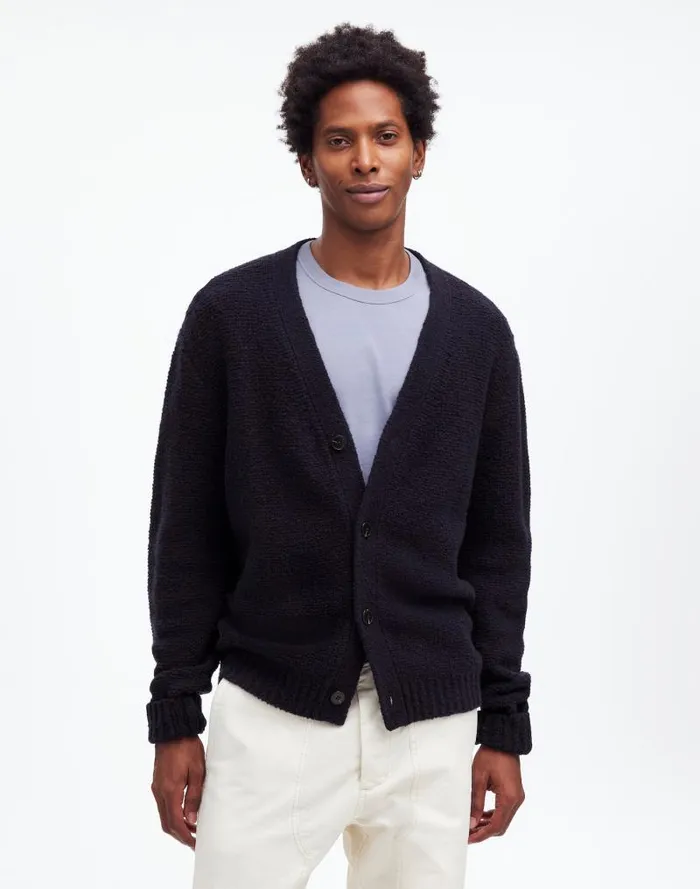 Men Boucl Cardigan Sweater Navy Madewell Sweaters