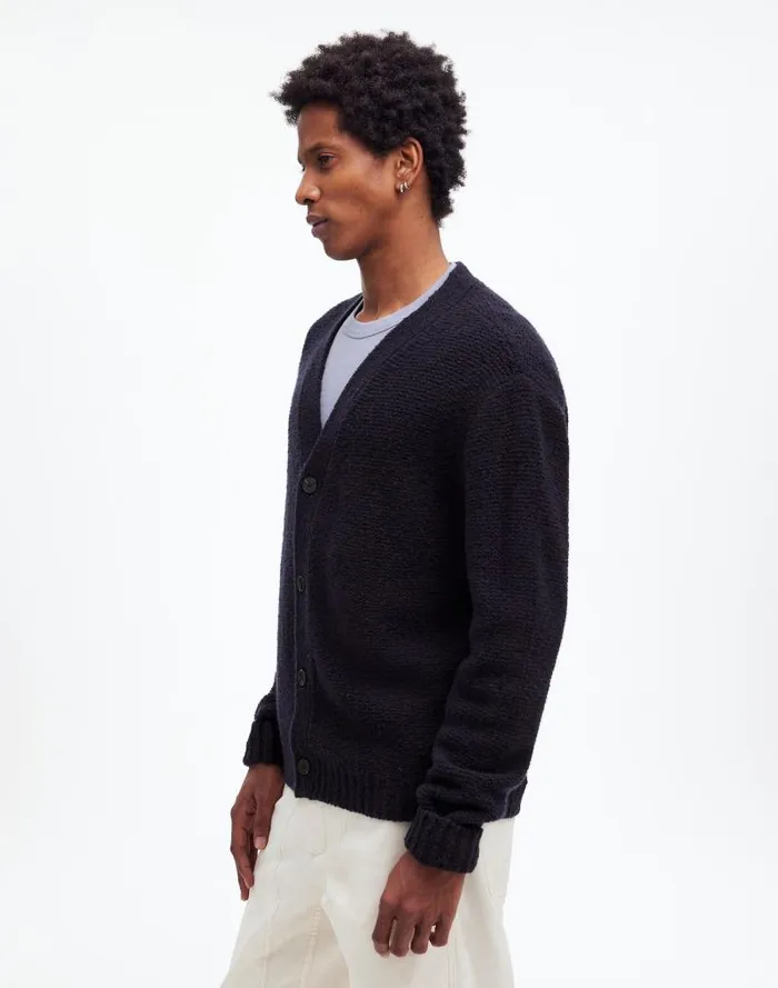 Men Boucl Cardigan Sweater Navy Madewell Sweaters