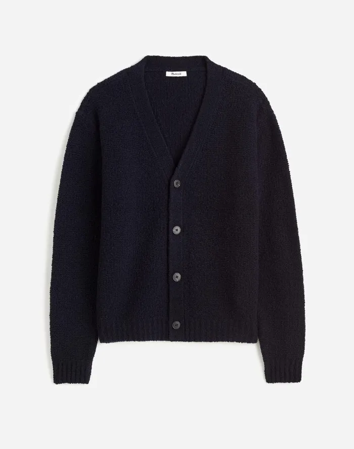 Men Boucl Cardigan Sweater Navy Madewell Sweaters