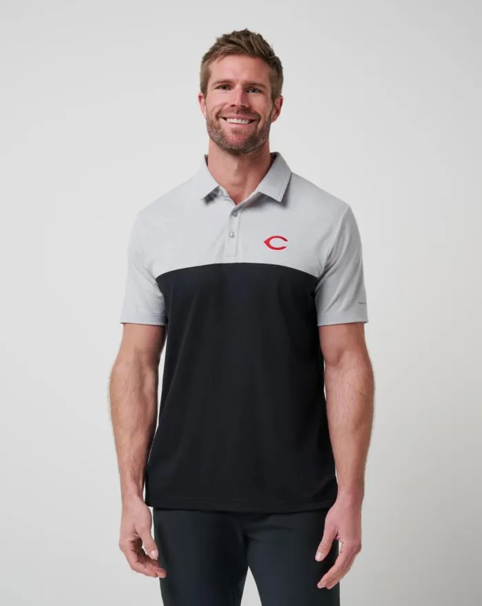 Men CINCINNATI REDS HOME RUN LEADER POLO Heather Greyblack TravisMathew Polos