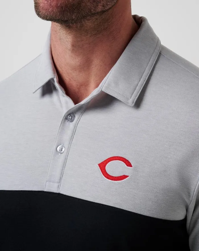 Men CINCINNATI REDS HOME RUN LEADER POLO Heather Greyblack TravisMathew Polos