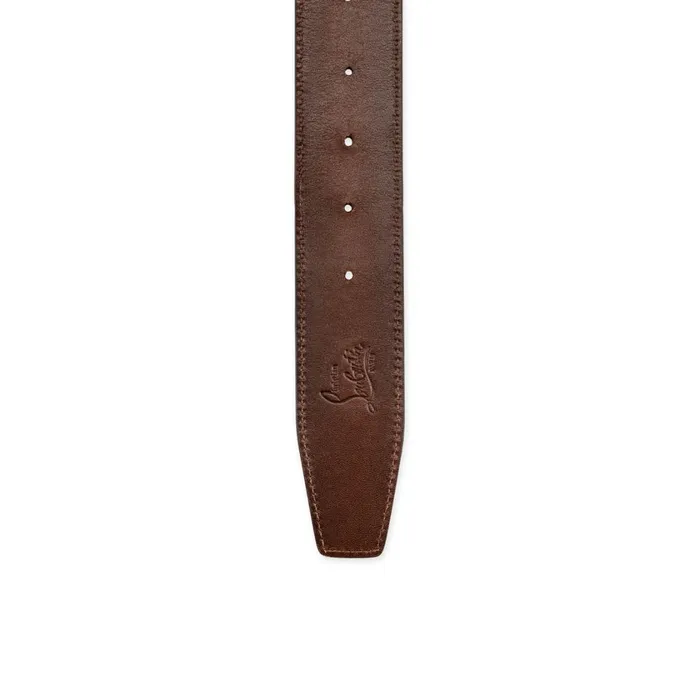 Men CL Logo Belt Belt 8211 Patinated Calf Leather 8211 Havane Brown Christian Louboutin Belts