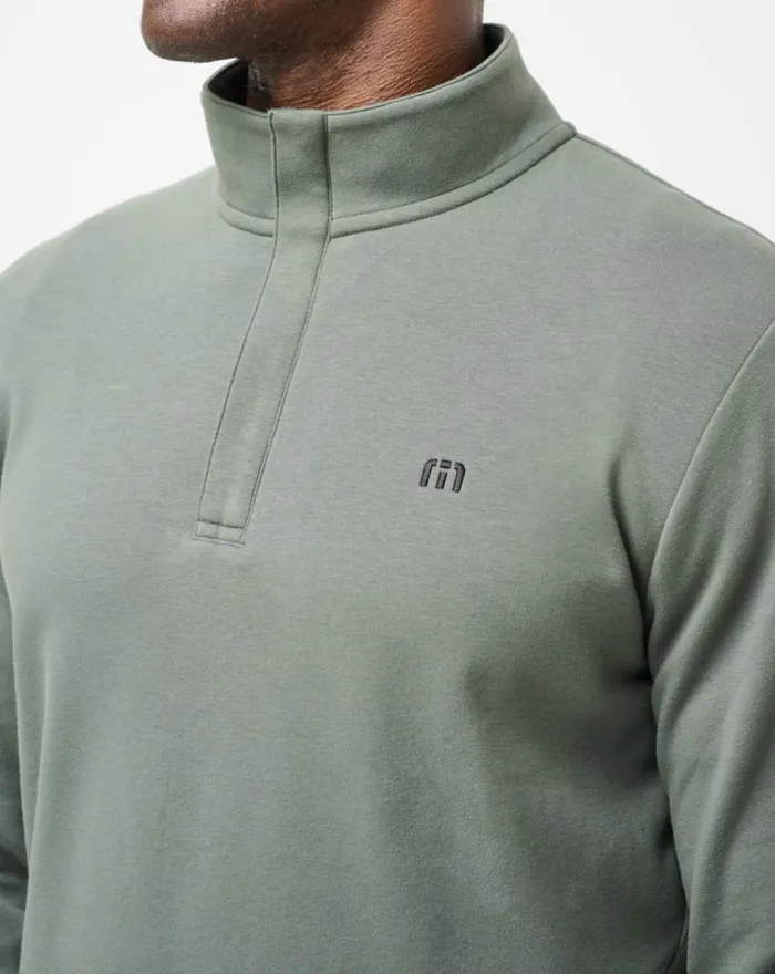 Men CLOUD QUARTER ZIP 20 Dark Olive TravisMathew Quarter Zips