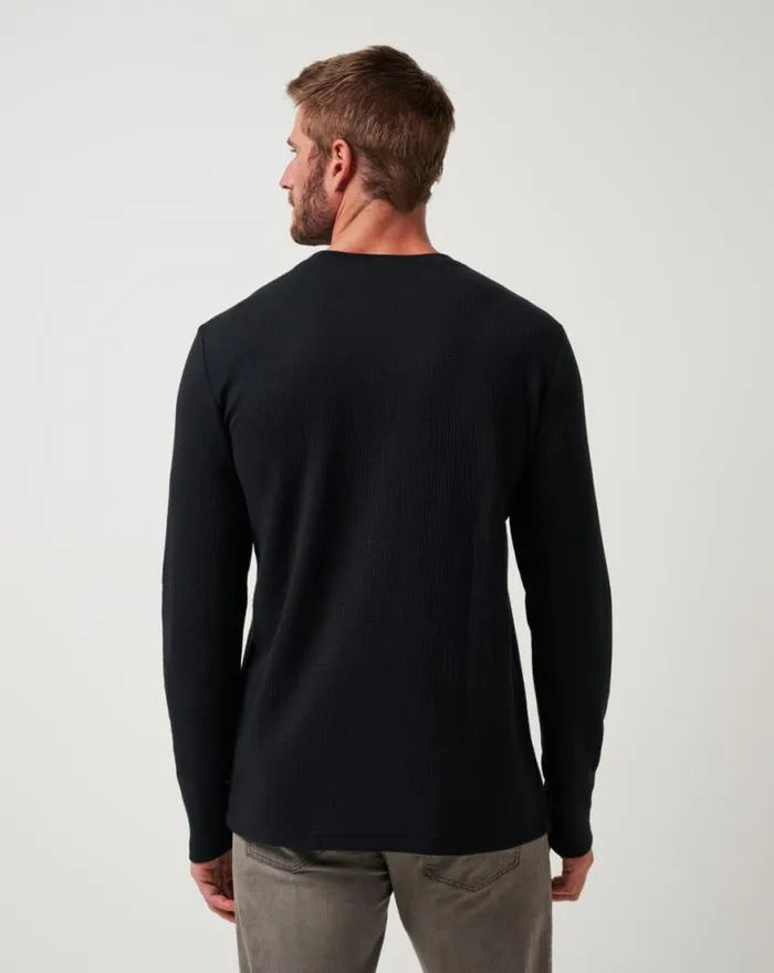 Men CLOUD WAFFLE CREW Black TravisMathew Hoodies and Sweatshirts