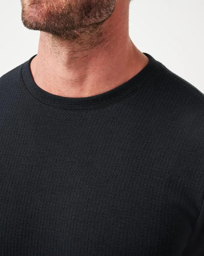 Men CLOUD WAFFLE CREW Black TravisMathew Hoodies and Sweatshirts