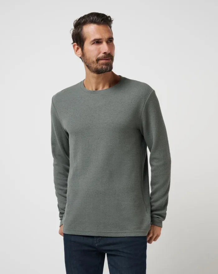 Men CLOUD WAFFLE CREW Dark Olive TravisMathew Hoodies and Sweatshirts